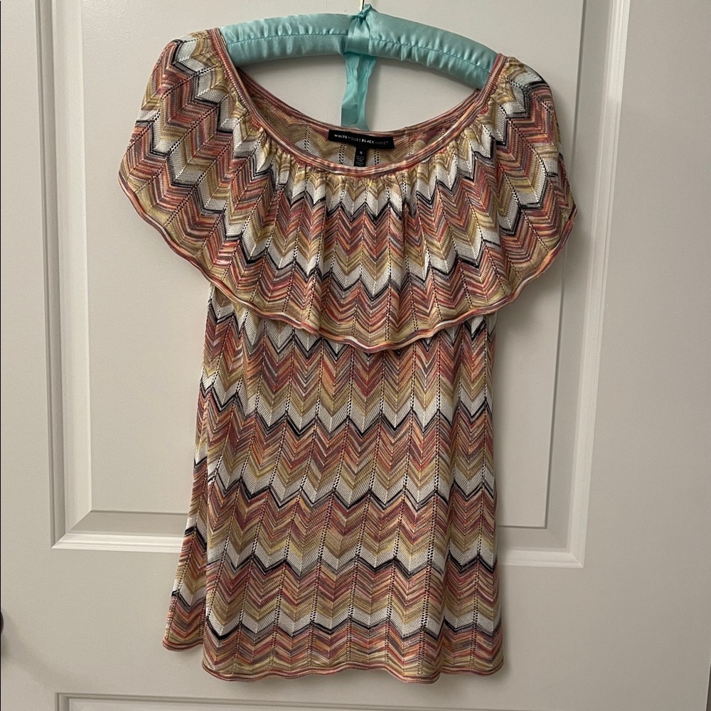 White House Black Market Multicolor Chevron Blouse/Knit/